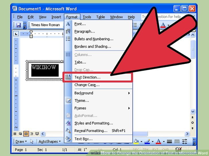 Text direction in table ms word for macro convert